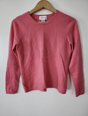 CHADWICKS Vintage 100% Barbiecore Crewneck Pullover Cashmere Sweater Coral Pink
